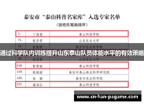 通过科学队内训练提升山东泰山队员体能水平的有效策略